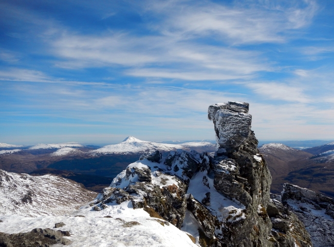 Distant Ben Lomond from the summit of The Cobbler